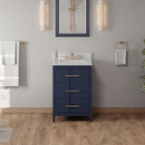 Jeffrey Alexander Katara 24" Hale Blue Single Sink Bathroom Vanity with White Carrara Marble Top - 8 in. Widespread Faucet Top product image 2