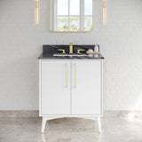 Jeffrey Alexander Dashwood White Single Sink Bathroom Vanity with Grey Marble Top - Single-Hole Faucet Top - VKITDAS30WHMGR