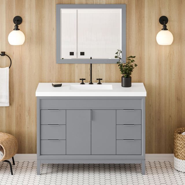 Jeffrey Alexander Theodora 49" Grey Single Sink Bathroom Vanity with White Resin Top - 8 in. Widespread Faucet Top