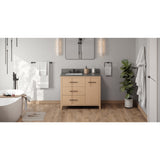 Jeffrey Alexander Katara 42" Natural Oak Single Sink Bathroom Vanity with Grey Quartz Top - 8 in. Widespread Faucet Top