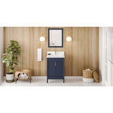 Jeffrey Alexander Theodora 24" Hale Blue Single Sink Bathroom Vanity with White Quartz Top - 8 in. Widespread Faucet Top - VKITTHE24BLWQR1