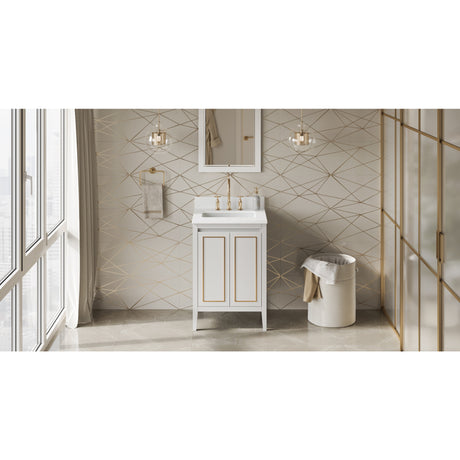 Jeffrey Alexander Percival 24" White Single Sink Bathroom Vanity with White Quartz Top - 8 in. Widespread Faucet Top - VKITPER24WHWQR
