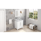 Jeffrey Alexander Cade 30" White Single Sink Bathroom Vanity with White Carrara Marble Top - 8 in. Widespread Faucet Top