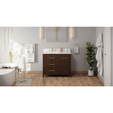 Jeffrey Alexander Katara 42" Dark Walnut Single Sink Bathroom Vanity with Calacatta Vienna Quartz Top - 8 in. Widespread Faucet Top