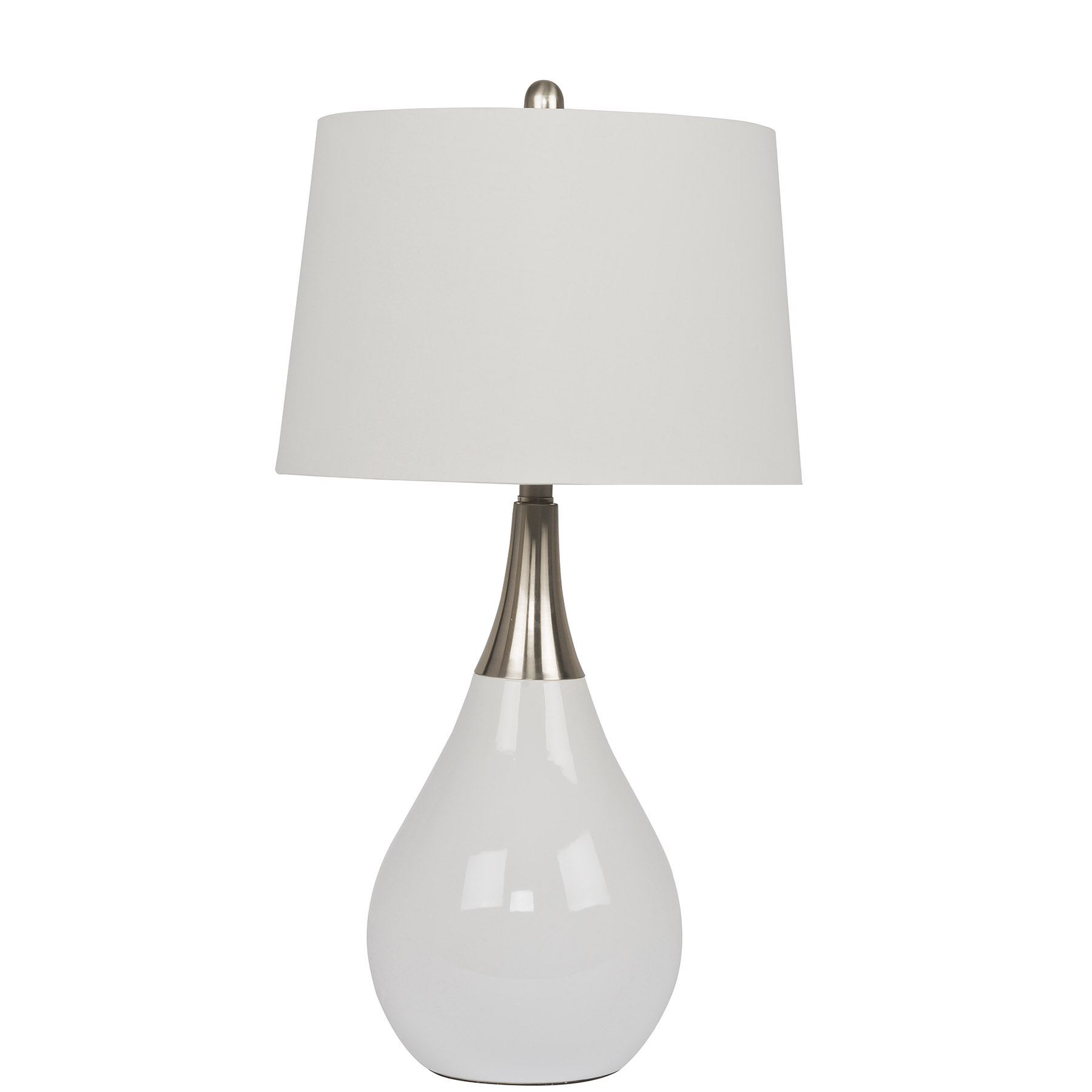 Craftmade 86221 1 Light Metal/Poly Base Table Lamp in Gloss White / Brushed Polished Nickel