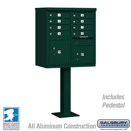 Salsbury 3308GRN-U Cluster Box Unit 8 A Size Doors Type I USPS Access