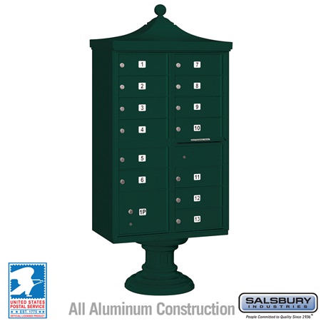 Salsbury 3313R-GRN-U Regency Decorative CBU 13 B Size Doors Type IV Black USPS Access