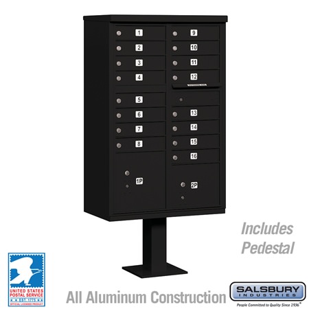 Salsbury 3316BLK-U Cluster Box Unit 16 A Size Doors Type III USPS Access