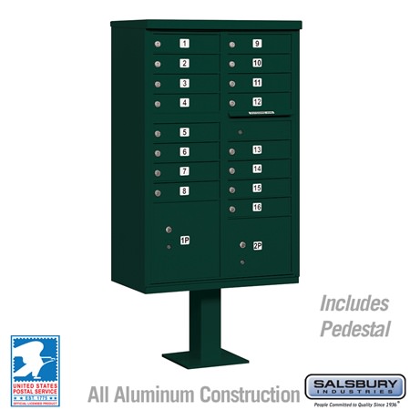Salsbury 3316GRN-U Cluster Box Unit 16 A Size Doors Type III USPS Access