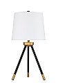 Craftmade 86266 1 Light Metal Tri-Pod Base Table Lamp in Painted Black / Painted Gold