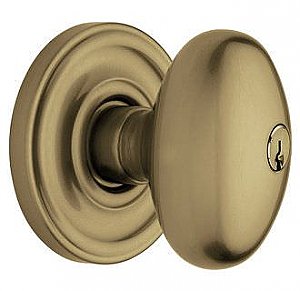 Baldwin 5225034 ENTR Egg Style Keyed Entry Single Cylinder Knobset with Classic Roseette and Emergency Function