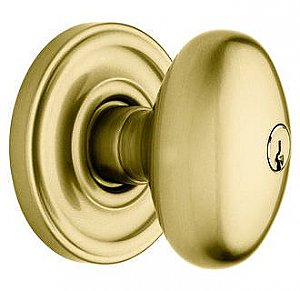 Baldwin 5225040 ENTR Egg Style Keyed Entry Single Cylinder Knobset with Classic Roseette and Emergency Function
