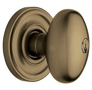 Baldwin 5225050 ENTR Egg Style Keyed Entry Single Cylinder Knobset with Classic Roseette and Emergency Function