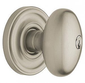 Baldwin 5225056 ENTR Egg Style Keyed Entry Single Cylinder Knobset with Classic Roseette and Emergency Function