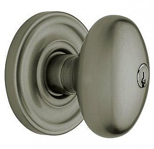Baldwin 5225151 ENTR Egg Style Keyed Entry Single Cylinder Knobset with Classic Roseette and Emergency Function