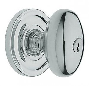 Baldwin 5225260 ENTR Egg Style Keyed Entry Single Cylinder Knobset with Classic Roseette and Emergency Function