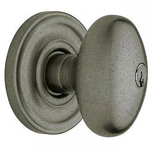 Baldwin 5225452 ENTR Egg Style Keyed Entry Single Cylinder Knobset with Classic Roseette and Emergency Function