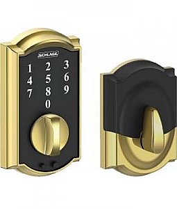 Schlage BE375CAM606 Bright Brass Camelot Touch Dead