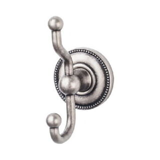 Top Knobs ED2APA Edwardian Bath Double Hook Beaded Backplate in Antique Pewter