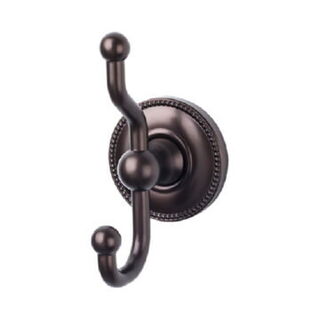 Top Knobs ED2ORBA Edwardian Bath Double Hook Beaded Backplate in Oil Rubbed Bronze