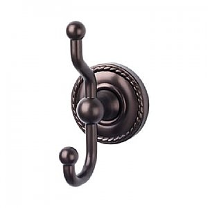 Top Knobs ED2ORBF Edwardian Bath Double Hook Rope Backplate in Oil Rubbed Bronze