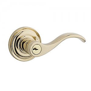 Baldwin ENCURRTRR003 Curve Keyed Entry Single Cylinder Leverset with Traditional Round Rose - Right Handed