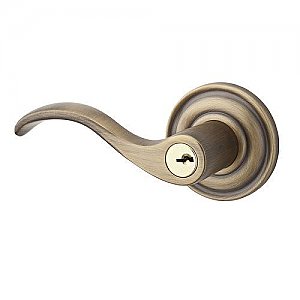 Baldwin ENCURLTRR049 Curve Keyed Entry Single Cylinder Leverset with Traditional Round Rose - Left Handed