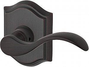 Baldwin ENCURRTAR112 Curve Keyed Entry Single Cylinder Leverset with Traditional Arch Rose - Right Handed