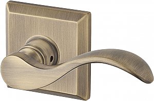 Baldwin ENCURRTSR049 Curve Keyed Entry Single Cylinder Leverset with Traditional Square Rose - Right Handed