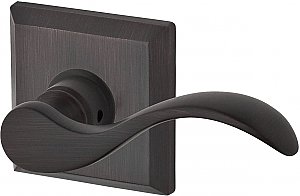 Baldwin ENCURRTSR112 Curve Keyed Entry Single Cylinder Leverset with Traditional Square Rose - Right Handed