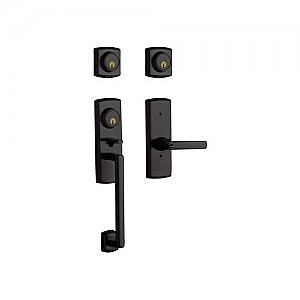 Baldwin 853851022DCL Soho Double Cylinder Two Point Handleset with a Left Handed Soho Interior Lever