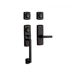 Baldwin 853854022DCL Soho Double Cylinder Two Point Handleset with a Left Handed Soho Interior Lever