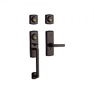 Baldwin 853854122DCL Soho Double Cylinder Two Point Handleset with a Left Handed Soho Interior Lever