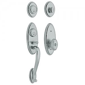 Baldwin 853452602DC Landon Double Cylinder Two Point Handleset with Egg Style Interior Knob
