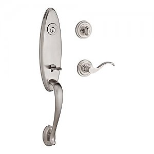 Baldwin SCCHExCURRTRR150 Chesapeake Single Cylinder Handleset with Traditional Round Rose and Curve Lever on Interior