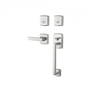 Baldwin 85386264RDBL Right Handed Soho Sectional Double Cylinder Handleset with Interior Soho Lever