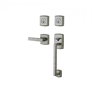 Baldwin 85386452RDBL Right Handed Soho Sectional Double Cylinder Handleset with Interior Soho Lever