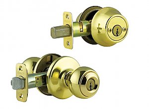 Kwikset Polo 695P-3-B Combo Pack Knobset with Double Cylinder Deadbolt 