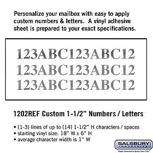 Salsbury 1202REF Custom Numbers / Letters Horizontal 1.5 Inches High
