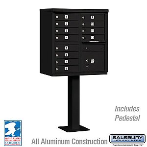 Salsbury 3312BLK-U Cluster Box Unit 12 A Size Doors Type II USPS Access