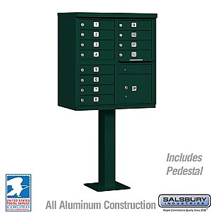 Salsbury 3312GRN-U Cluster Box Unit 12 A Size Doors Type II USPS Access
