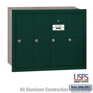 Salsbury 3504GRU Vertical Mailbox 4 Doors Recessed Mounted USPS Access