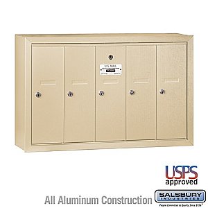Salsbury 3505SSU Vertical Mailbox 5 Doors Surface Mounted USPS Access