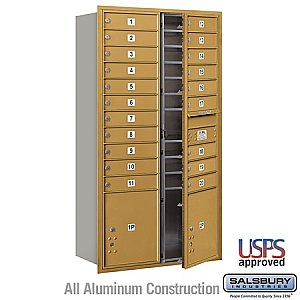 Salsbury 3716D-20GFU 4C Horizontal Mailbox Maximum Height Unit 56 3/4 Inches Double Column 20 MB1 Doors / 2 PL's Front Loading USPS Access