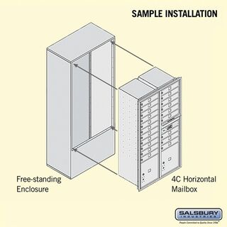 Salsbury 3916D-20AFU Free Standing 4C Horizontal Mailbox Unit Includes 4C Horizontal Mailbox and Enclosure Double Column 20 MB1 Doors / 2 PL's Aluminum Front Loading USPS Access Alt View 3