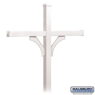 Salsbury 4374WHT Deluxe Post 2 Sided In Ground Mounted for 4 Roadside Mailboxes