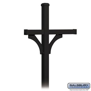 Salsbury 4873BLK Deluxe Mailbox Post 2 Sided for 3 Mailboxes In Ground Mounted