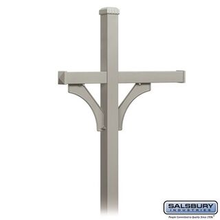 Salsbury 4873NIC Deluxe Mailbox Post 2 Sided for 3 Mailboxes In Ground Mounted