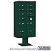 Salsbury 3416D-09GRN 4C Pedestal Mailbox Maximum Height Unit 72 Inches Double Column 7 MB2 Doors / 2 MB3 Doors / 2 PL